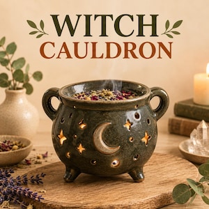 Witch Cauldron Pottery Template PDF | Halloween Cauldron Pattern | Gothic Ceramic Pottery | Slab Clay Template | Instant Download
