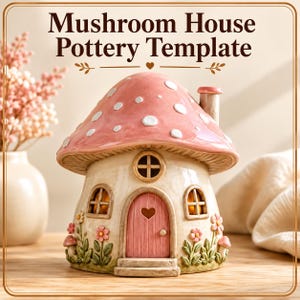 Mushroom House Pottery Template PDF | Ceramic Mushroom House Pattern | Slab Pottery Template | Clay Handbuilding | Instant Download