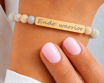 Endo Warrior Armband | Cadeaus voor mensen met endometriose | Gegraveerde sieraden voor endometriose | Bewustwording van endometriose | Ondersteuning voor endometriosepatiënten | Baarmoederkanker