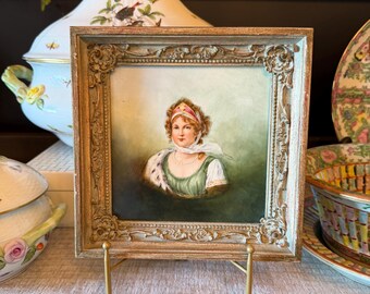 Antique Porcelain Portrait Plaque Queen Louise of Prussia Framed Hand-Embellished Enamel Wanamaker Fine Art
