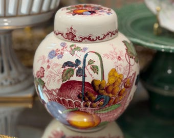 Vintage Mason's Ironstone Fruit Basket Ginger Jar – English Patent China Lidded Biscuit Container
