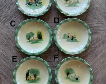 Vintage Cérène Vallauris Faience Soup Plates | Hand Painted Provincial Pasta Bowls