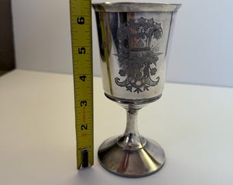 Antique Meriden Silverplate Goblet: Victorian Engraved Trophy Cup (1880s)