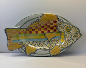 MacKenzie-Childs Hand-Painted Vintage Fish Platter (1997) | Aurora NY Serving Piece