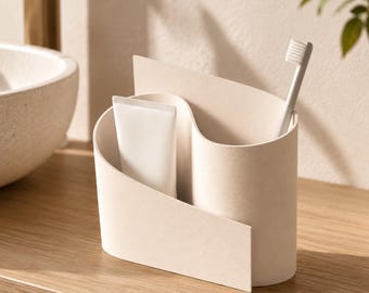 Bureau-organizer, badkamerorganizer, minimalistische bureau-opberger, houder voor tandenborstel en huidverzorging, Japandi-kantoordecor, housewarmingcadeau