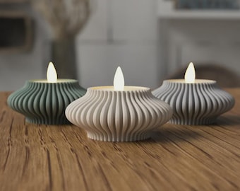 LED-theelichthouder – 3D-geprint minimalistisch decor, modern omgevingslicht, esthetische huisstijl, gezellige kamerdecorlamp
