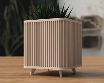 Shikaku-plantenbak - Minimalistische 3D-geprinte plantenpot, Japandi binnenplanter, modern bureaudecor, geometrische sappige pot