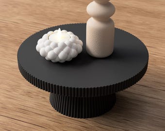 Dienblad Juno, modern dienblad op voetstuk, Japandi-decoraccent, minimalistisch dienblad salontafel, decoratieve opberger