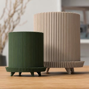 Bloempot met poten – Moderne kamerplantenpot, Japanse bloempot, minimalistische bloempot met ribbels