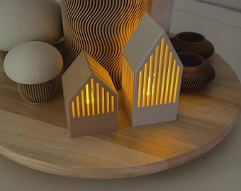 Japandi Theelichthuis – Scandinavische led-kaarshouder, minimalistisch gezellig decor, Scandinavisch interieuraccent, hygiënische sfeerverlichting