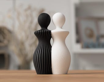 Set beeldjes voor stellen van hetzelfde geslacht – Minimalistische LGBTQ+-sculptuur, modern liefdesdecor, abstract romantisch standbeeld, inclusief huisaccentcadeau