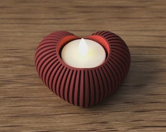 Theelichthouder hart – 3D-geprint romantisch kaarsdecor, minimalistisch liefdeslicht, gezellige ledlamp, esthetische woondecoratie cadeau