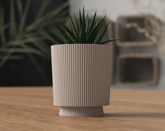 Zelf watergevende plantenbak – Japandi bloempot, minimalistische bloempot voor binnen, modern 3D-geprint plantenbakdecor