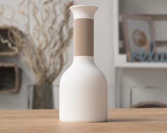 Hoji Vase – Japandi Decorative Vase, Minimalist Scandinavian Home Decor, Textured Modern Flower Vase, 3D Printed Neutral Accent Piece