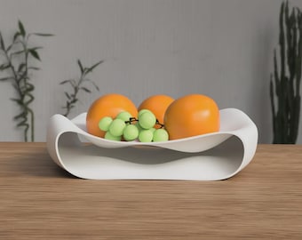 Moderne fruitschaal – sculpturaal middelpunt, minimalistisch keukendecor, statement tafelschaal, eigentijds eetkamer- en salontafelaccent
