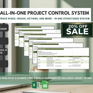 Project Management Excel Tracker | RAID Log Template | Project Control Workbook | Risk Action Issue Dependency Log | PMO Governance Template