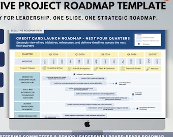 Modelo de Roteiro Executivo de Projetos | Cronograma Estratégico e Roteiro de Programas | Modelo de Planejamento de PMO | Cronograma de Projetos em PowerPoint | PowerPoint