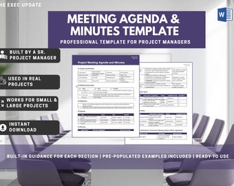 Modelo de pauta e ata de reunião de projeto | Modelo para gerente executivo de projetos | Modelo de ata de reunião em Word | Modelo de reunião de PMO