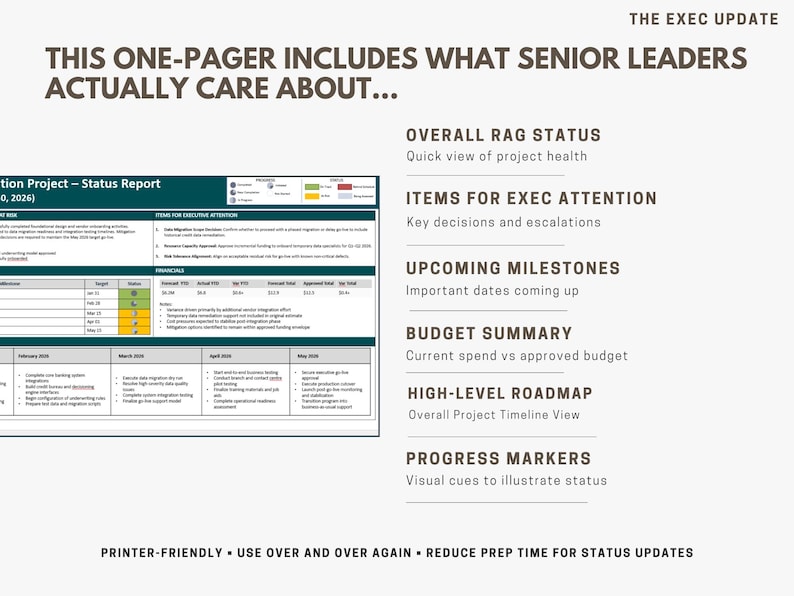 Executive Status Report Template | Project Update Dashboard (powerpoint ...