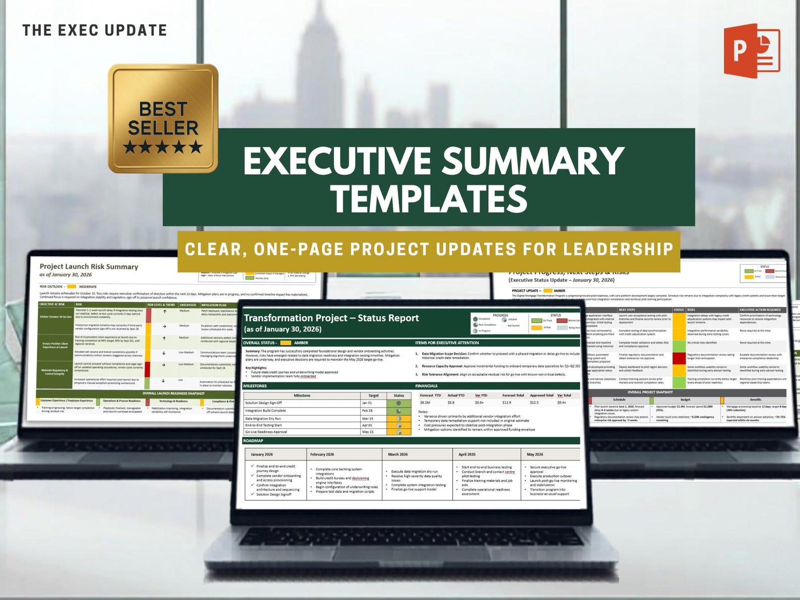 Executive Summary Slide Template | Project Status Report PPT ...