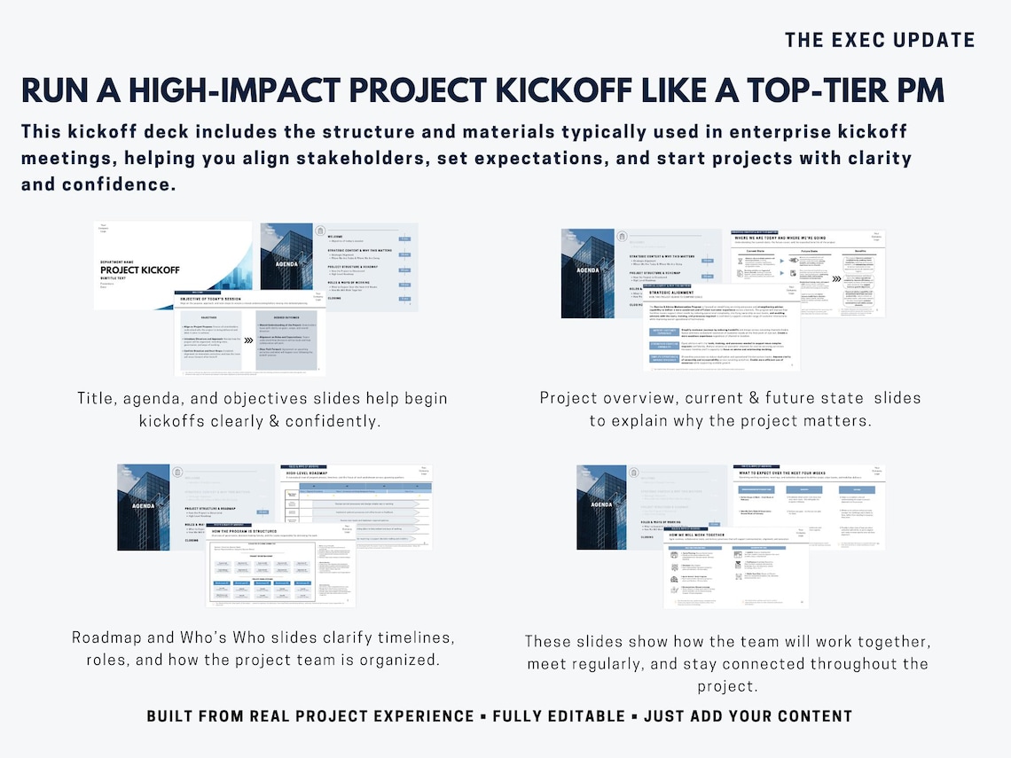 Project Kickoff Deck Template + Kickoff Meeting Checklist | Project ...
