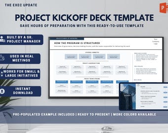 Project Kickoff Deck Template + Kickoff Meeting Checklist | Project Management Template | Executive Kickoff Presentation | PM Toolkit