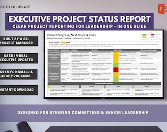 Modelo de Relatório Executivo de Status do Projeto | Painel de Status do Projeto | Relatório de Status do PMO | Resumo do Projeto | Slide de Atualização Executiva do Projeto