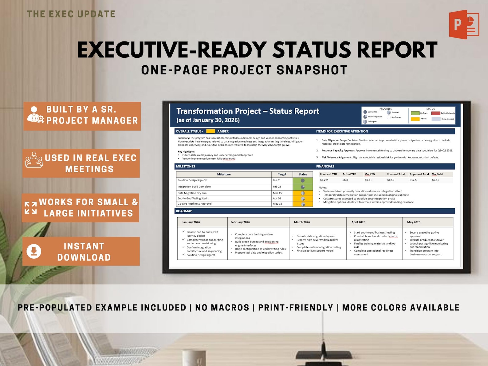 Executive Status Report Template | Project Update Dashboard (powerpoint ...