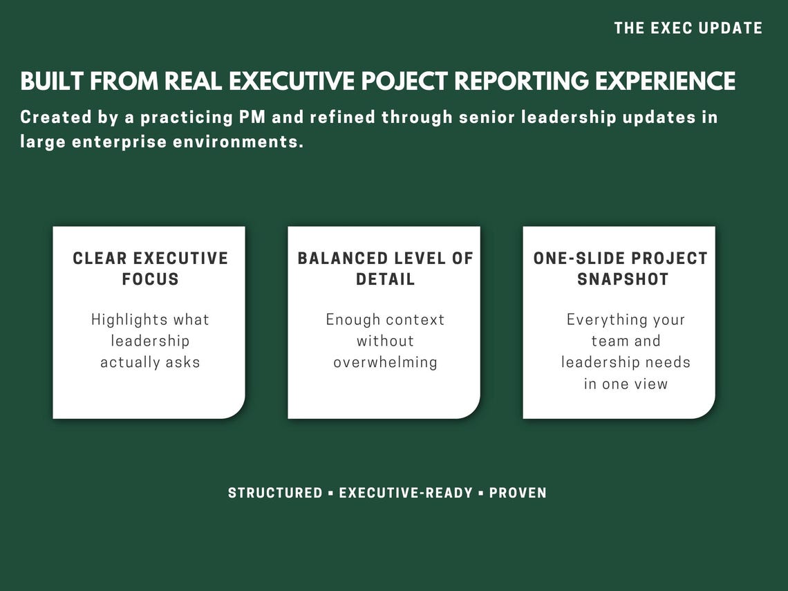 Exec Update Slide Layout Executive Summary Slide Template | Project Status Report PPT ...