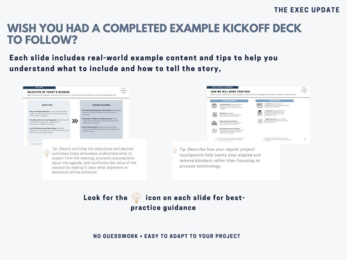 Project Kickoff Deck Template + Kickoff Meeting Checklist | Project ...
