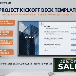 Project Kickoff Deck Template + Kickoff Meeting Checklist | Project Management Template | Executive Kickoff Presentation | PM Toolkit