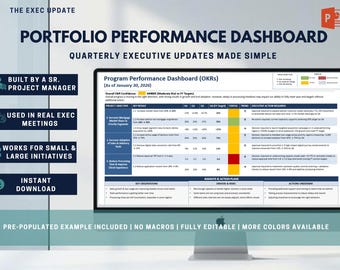 Modelo de Painel de Portfólio para Atualizações Executivas | Revisão Trimestral de Negócios, Relatório de Status do Portfólio de Projetos, PowerPoint para PMO