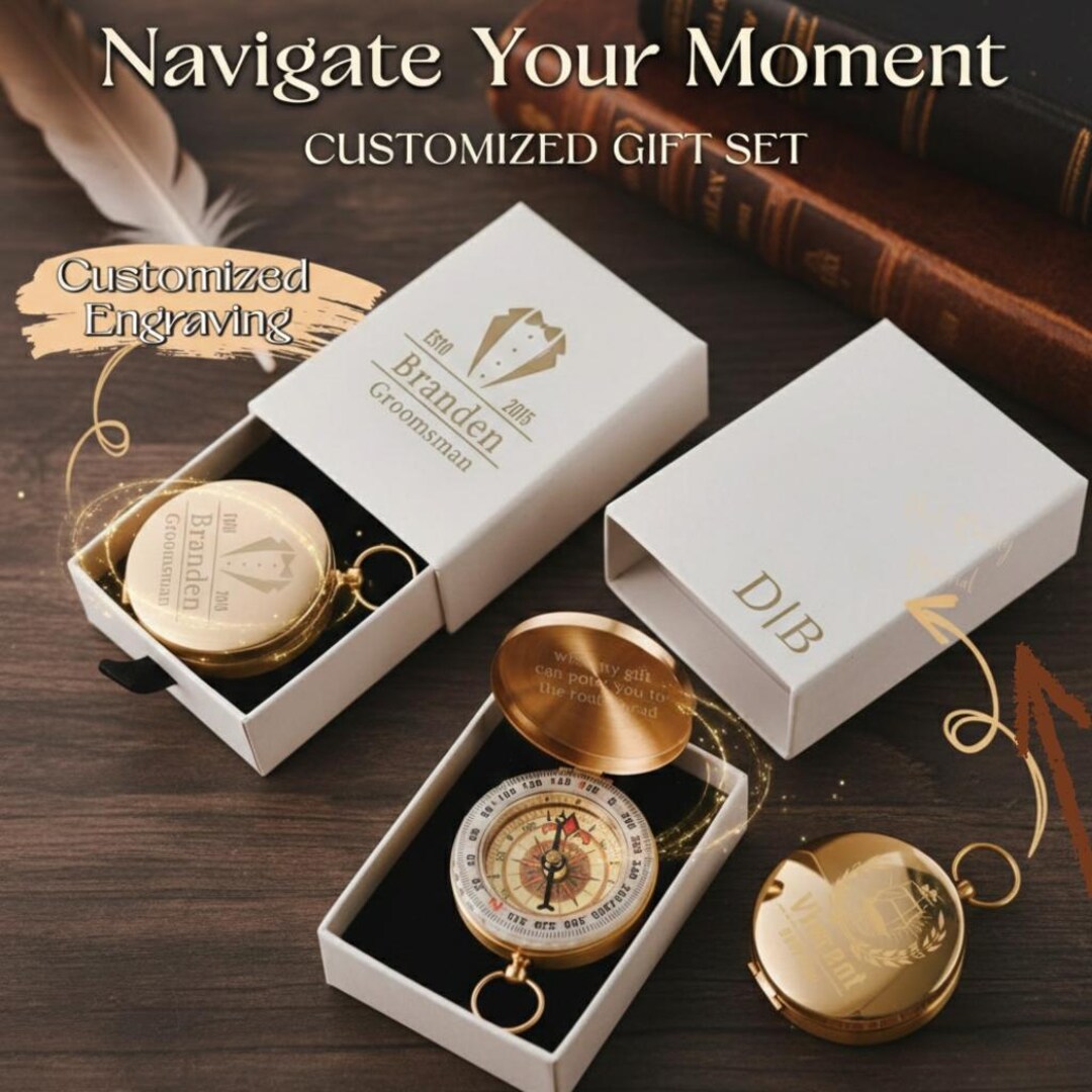 Personalized Handwriting Compass, Custom Engraved Brass Compass With ...