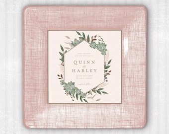 Blush Wedding Invitation Custom Personalized Decoupage Tray - Unique Wedding Gift Idea - Gift For Bride - Wedding Invitation Keepsake