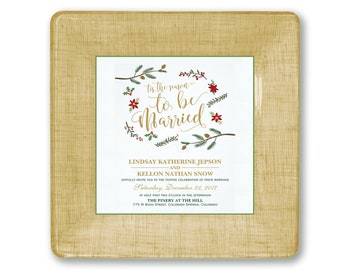 holiday wedding gift - for couple - wedding invitation plate - personalize - change the date - first anniversary - christmas gift idea