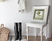 Green artichokes - wall hanging - kitchen art - botanical print - decoupage plate - cottage decor - artichoke art - green