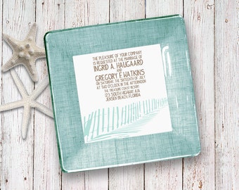 beach wedding invitation plate - keepsake - for couple - unique gift idea - personalized wedding gift - 1st anniversary gift