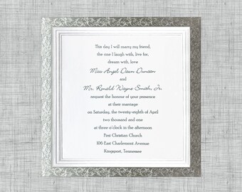 Silver tone wedding invitation plate personalized anniversary gift idea couples keepsake custom wedding gift