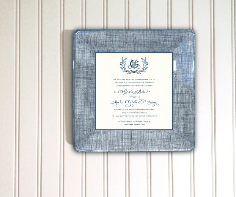 Vintage Wedding Invitation Keepsake Monogram Gift Idea Etsy