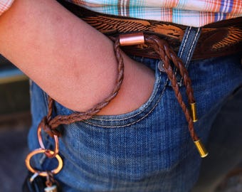 Convertible Wristlet Bracelet Keychain, Bolo Tie, Key Fob, Keychain Lanyard, Classic Braided Cord Lanyard Fob Keeper Rifle Season Hunting