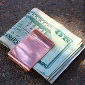 Handmade Leather & Copper Money Clip, Leather Blank Customizable Card Clip, Cowboy Wallet, Solid Copper Money Clip, Cash Keeper, Billfold