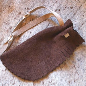Handmade Fringed Leather Pouch, Vegetable Tanned Cowhide Carry Kit