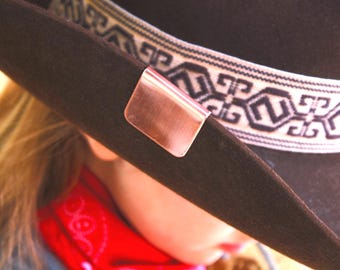 Custom Copper Cowboy Hat Clip, Stamped Name Tag, Rodeo Fan Accessory