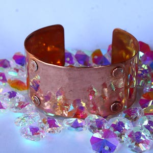 Wide Band Cuff, Unisex Pure Copper Cuff Bracelet, Vintage-Style, 7th Anniversary Gift immagine 7