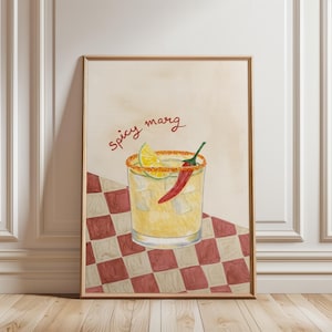 Spicy Margarita Wall Art | Cocktail Print | Home Bar Decor image 1