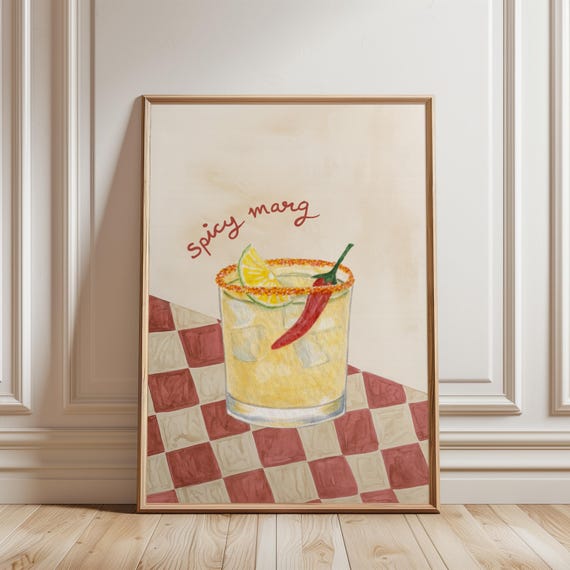 Spicy Margarita Wall Art | Cocktail Print | Home Bar Decor