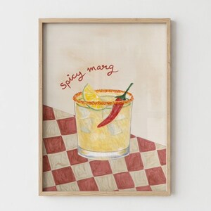 Spicy Margarita Wall Art | Cocktail Print | Home Bar Decor image 2