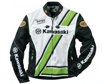 Chaqueta de moto de competición Kawasaki para todas las estaciones, de malla ligera, con protecciones CE.