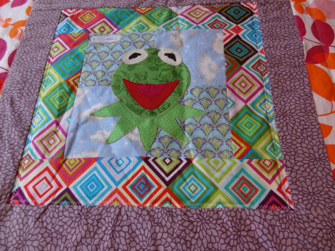 Kermit the Frog Applique Toddler Blanket With Bright Pink Etsy