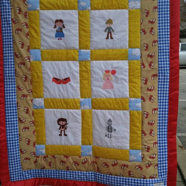 Wizard of Oz Baby Blanket Nursery Decor with Choice of Six Embroidered Characters